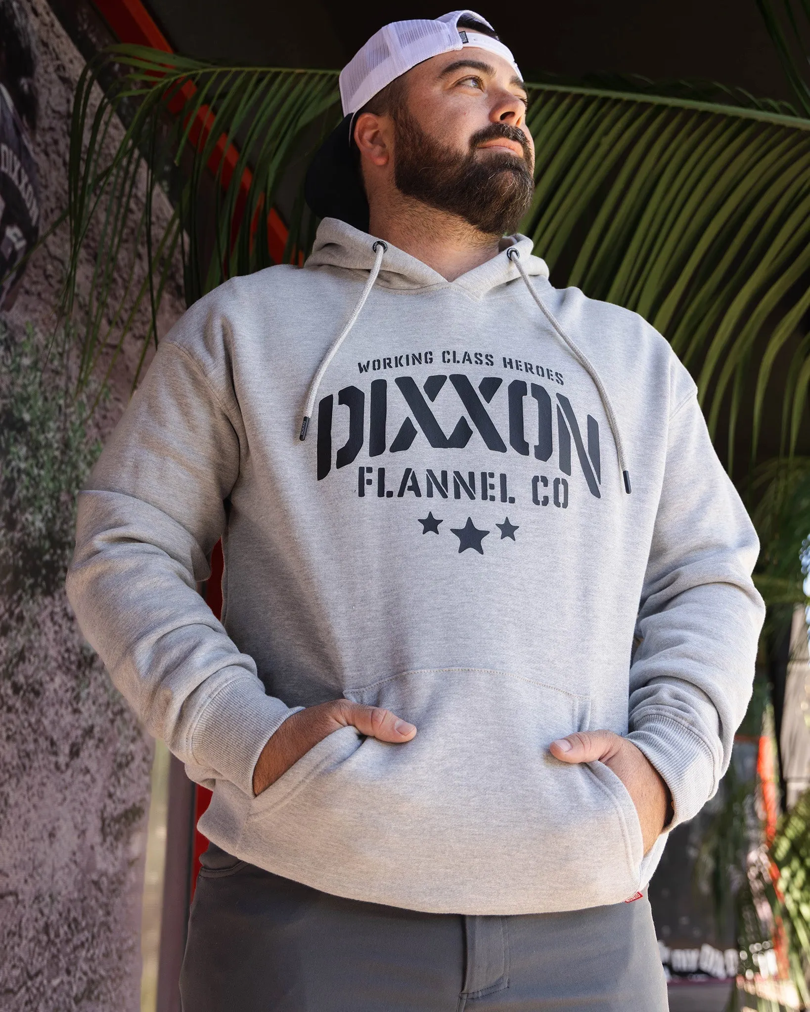 Black Stencil Pullover Hoodie - Heather Gray sold by Dixxon