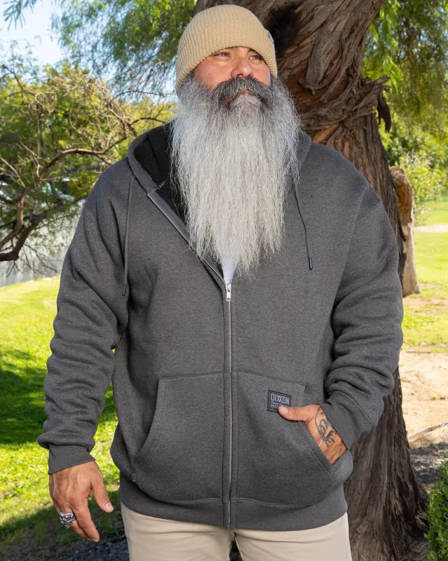 Sherpa Lined Zip Up Hoodie - Heather Charcoal sold by Dixxon