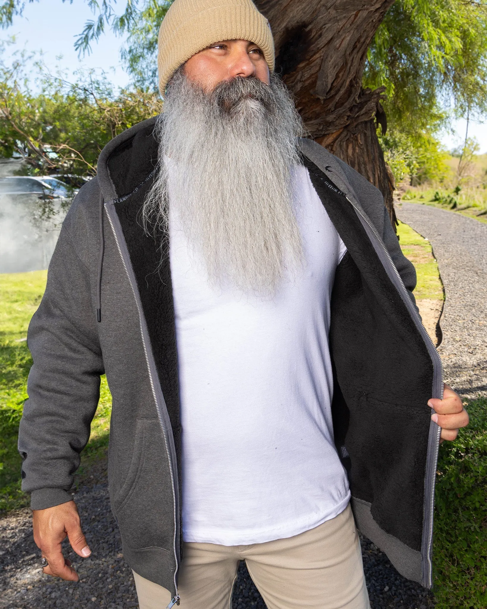 Sherpa Lined Zip Up Hoodie - Heather Charcoal sold by Dixxon product image thumbnail 2