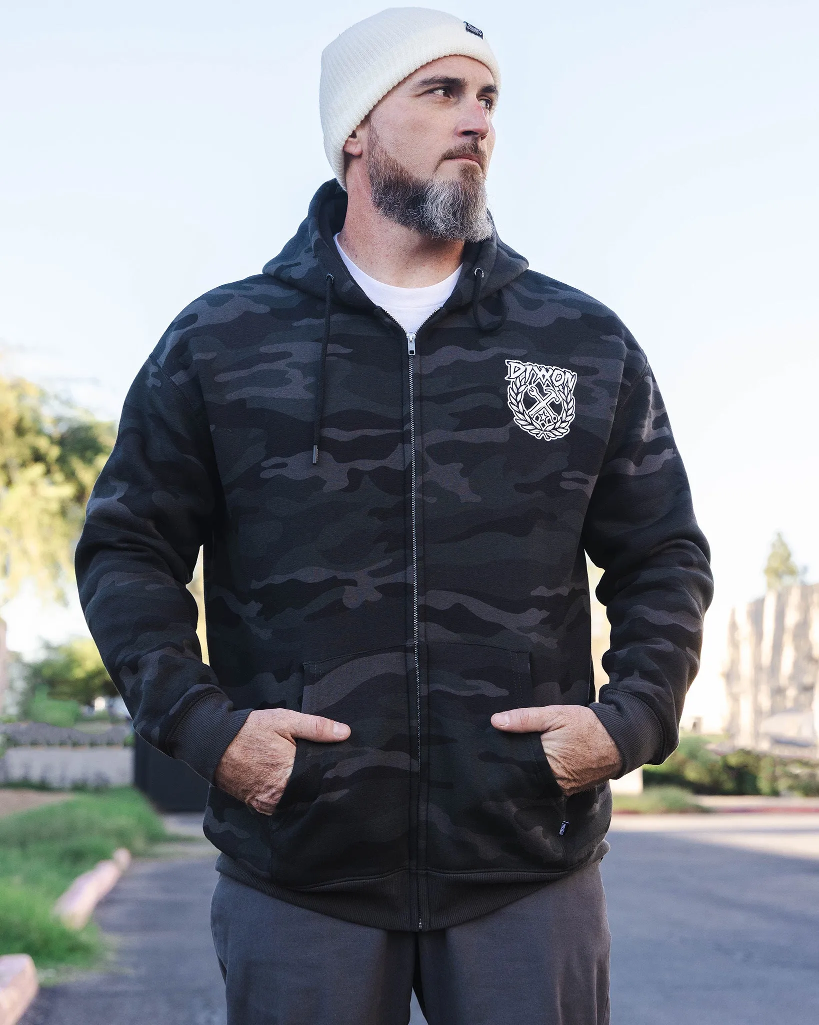 White Party Crest Zip Up Hoodie - Black Camo sold by Dixxon product image thumbnail 4