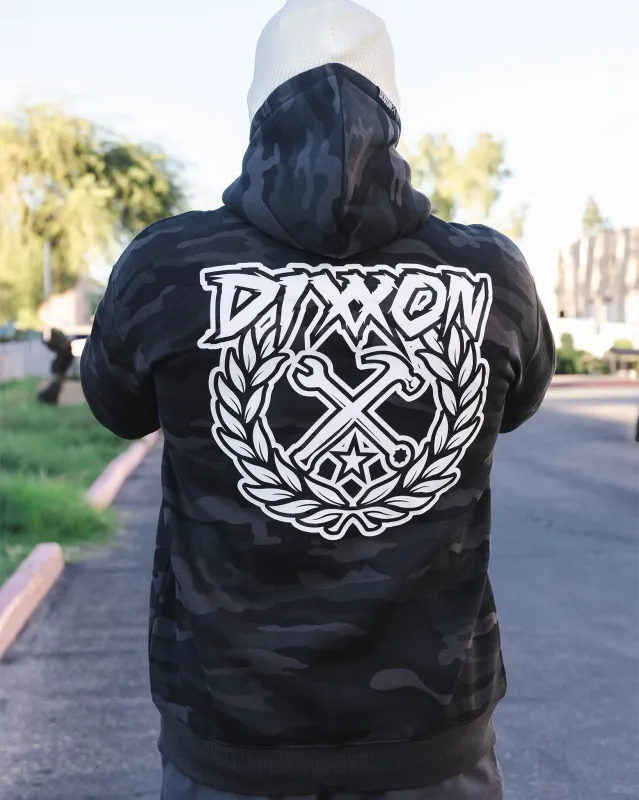 White Party Crest Zip Up Hoodie - Black Camo sold by Dixxon