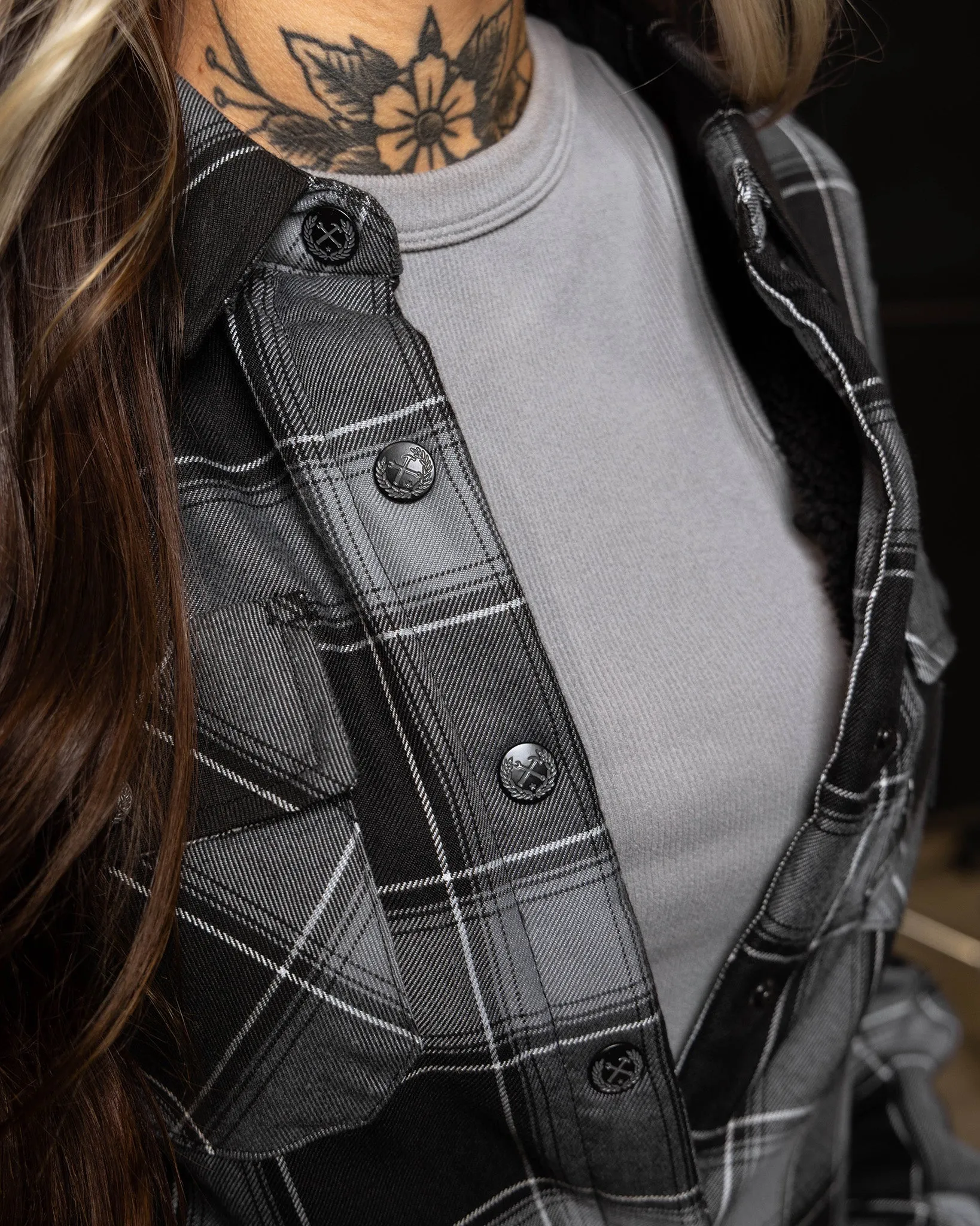 Women's The Graveyard Sherpa Lined Flannel Jacket sold by Dixxon product image thumbnail 4