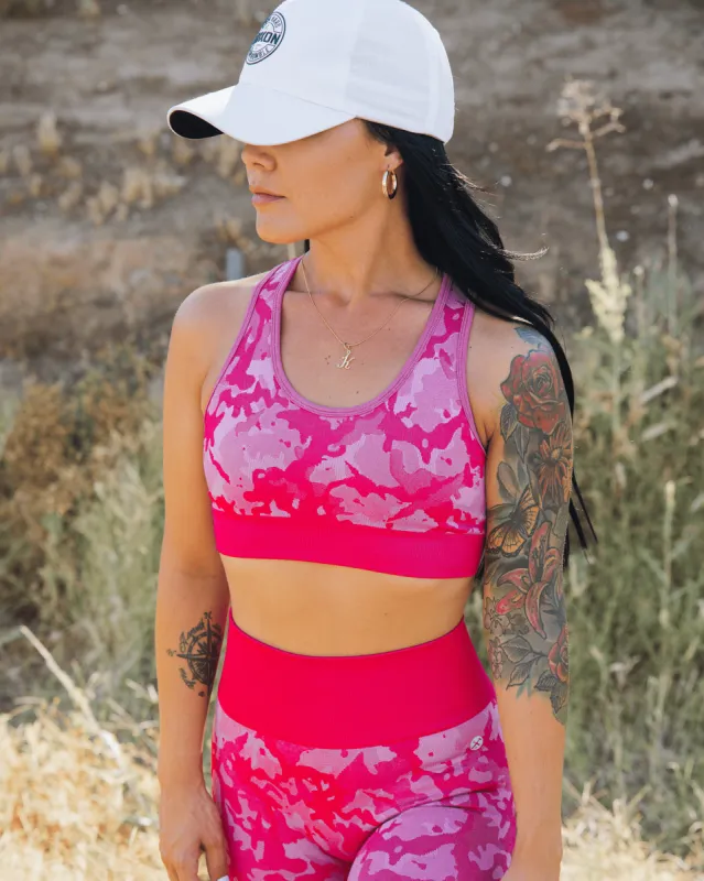 Women's Seamless Sports Bra - Pink Camo sold by Dixxon