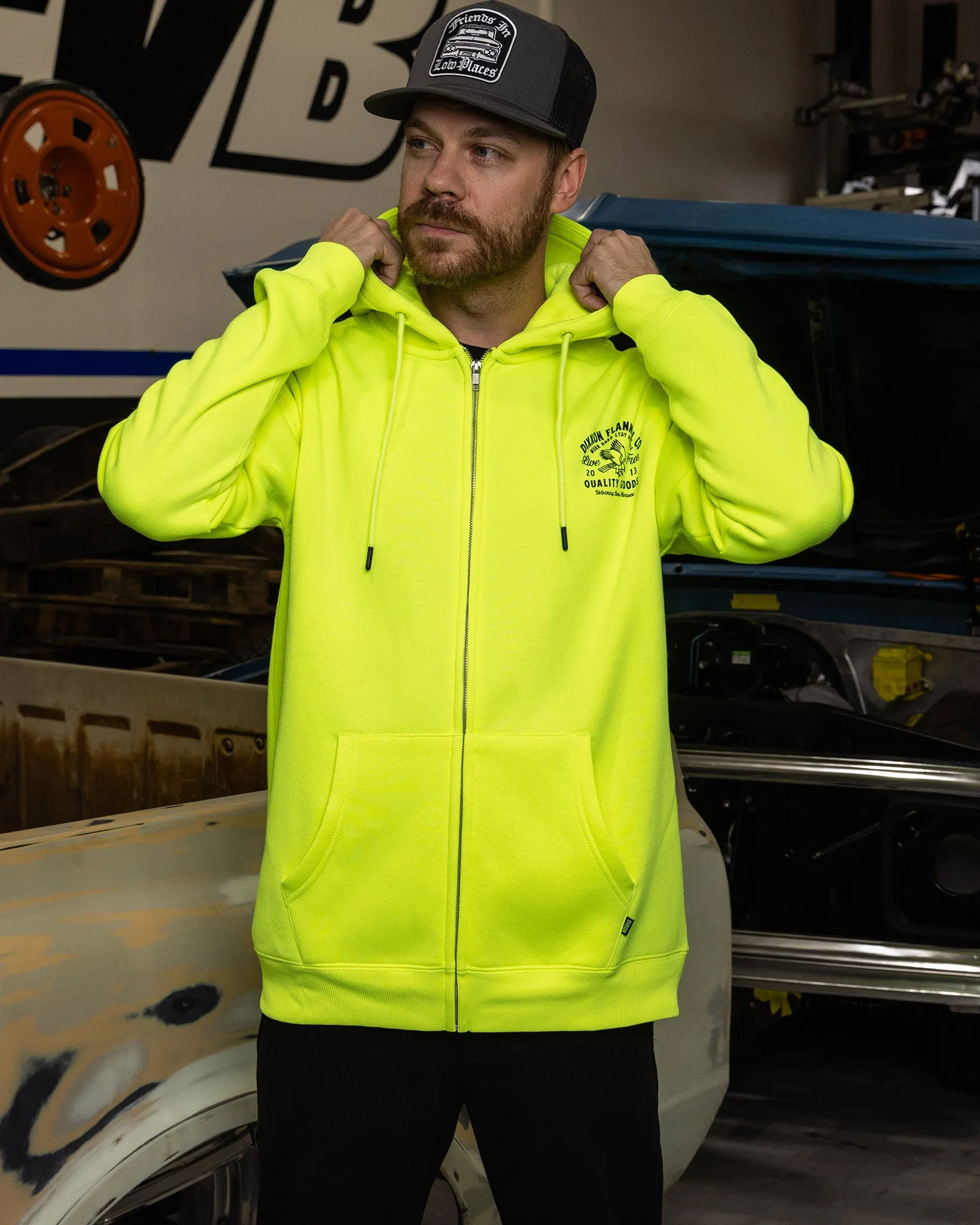 Black Quality Goods Zip Up Hoodie - Safety Yellow sold by Dixxon product image thumbnail 4