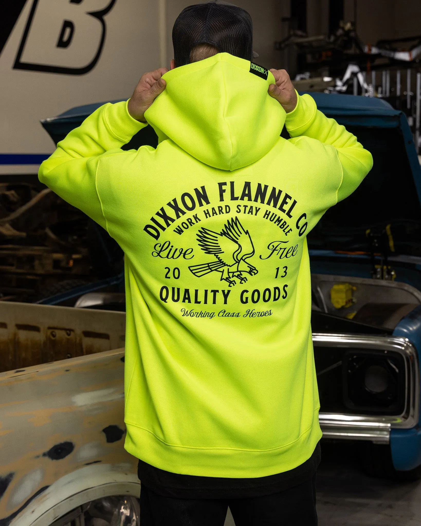 Black Quality Goods Zip Up Hoodie - Safety Yellow sold by Dixxon