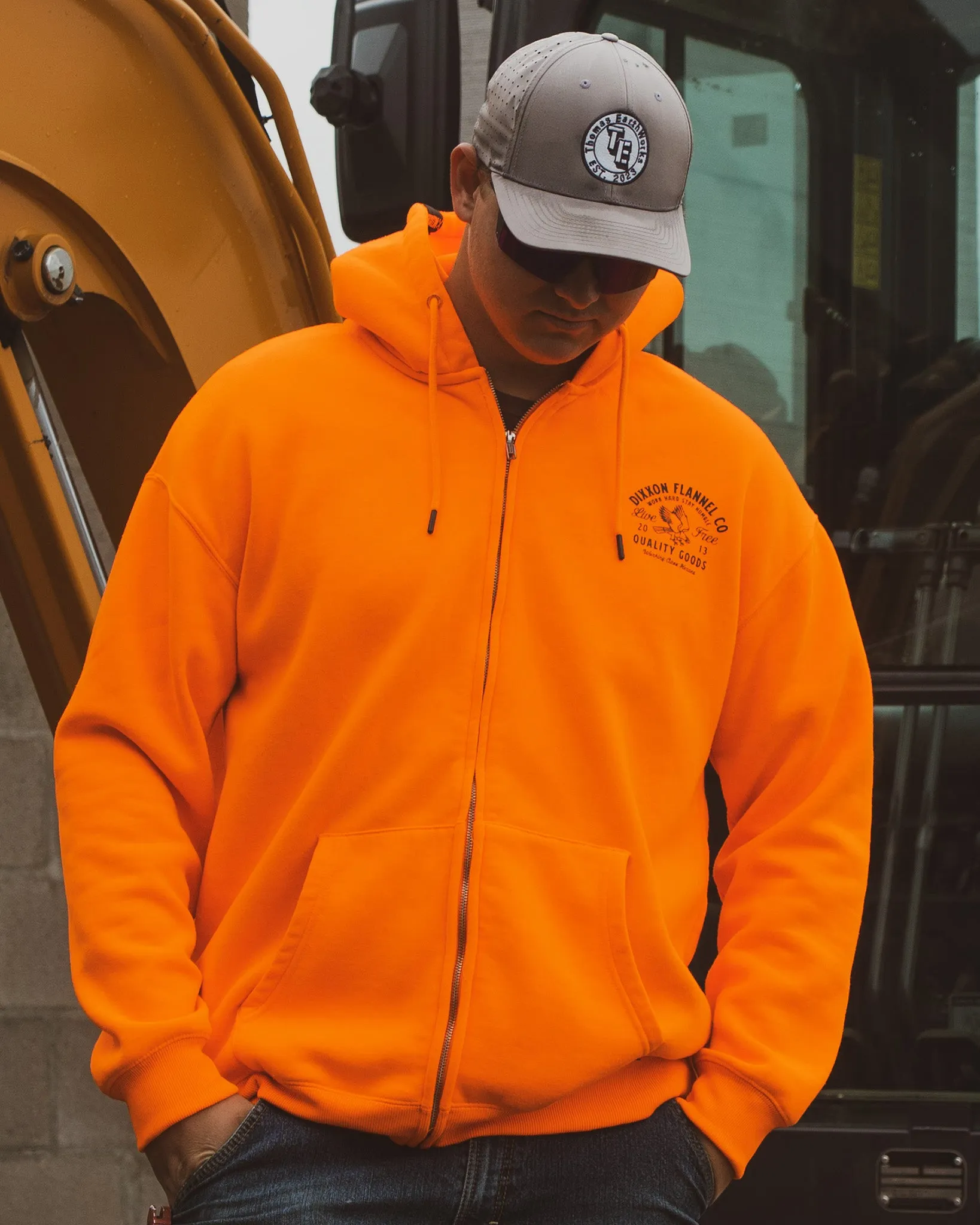 Black Quality Goods Zip Up Hoodie - Safety Orange sold by Dixxon
