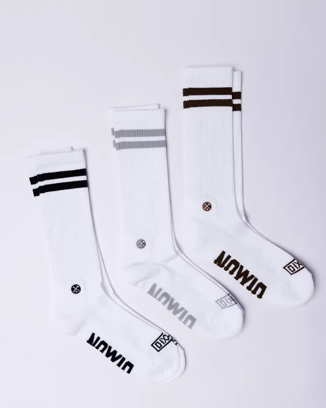 3pk Premium Crew Socks - White sold by Dixxon