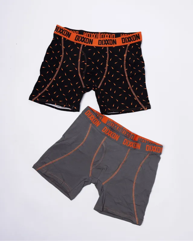 Bolt Cotton Stretch 2pk Boxer Briefs - Orange & Gray made by Dixxon