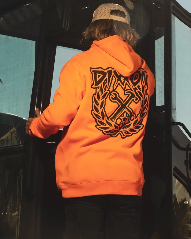 Black Party Crest Pullover Hoodie - Safety Orange made by Dixxon