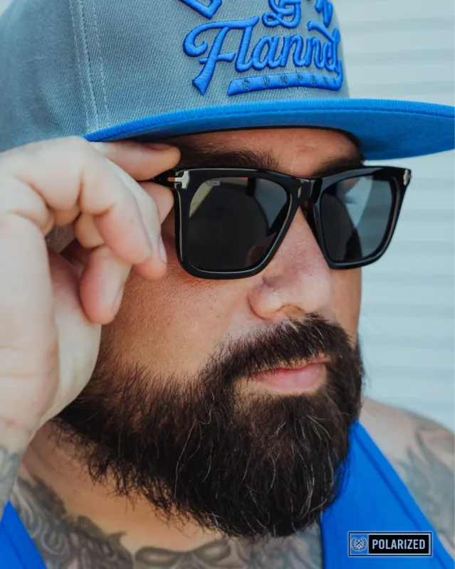 Anvil Sunglasses - Polished Black & Gray Polarized made by Dixxon