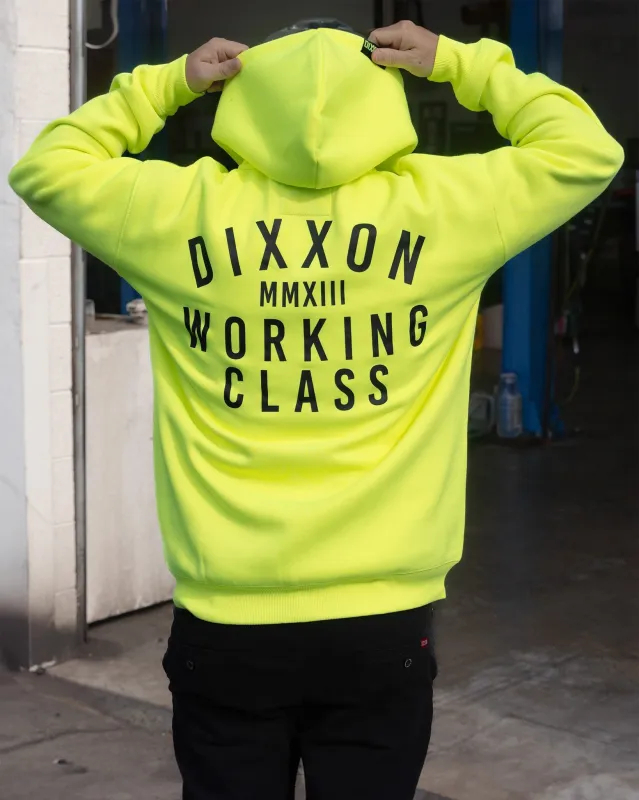 Black Working Class Zip Up Hoodie - Safety Yellow made by Dixxon