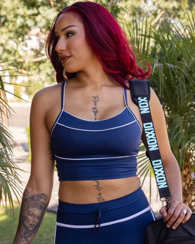 Women's Weekender Crop Top - Navy & White made by Dixxon