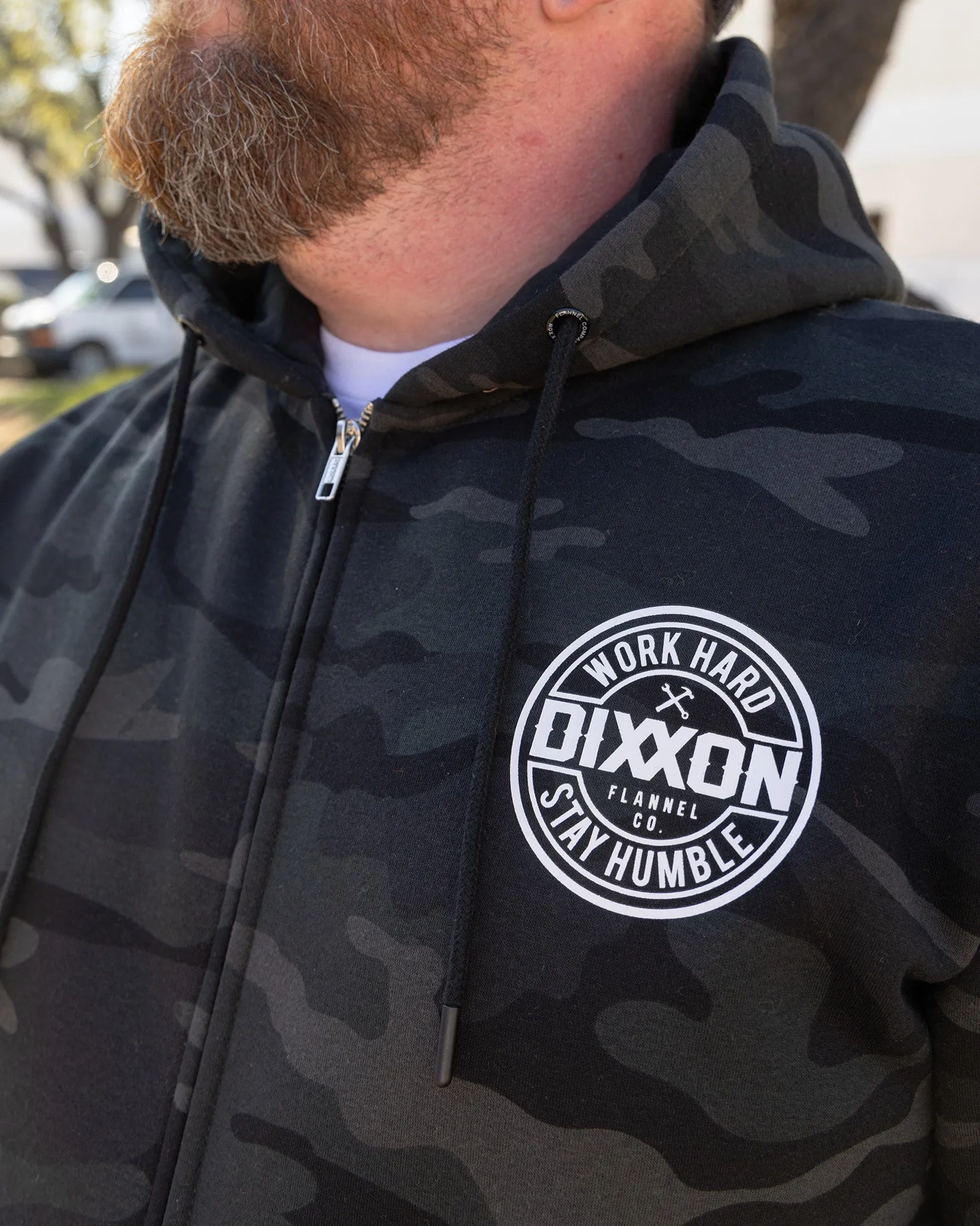 White Corpo Zip Up Hoodie - Black Camo sold by Dixxon product image thumbnail 5