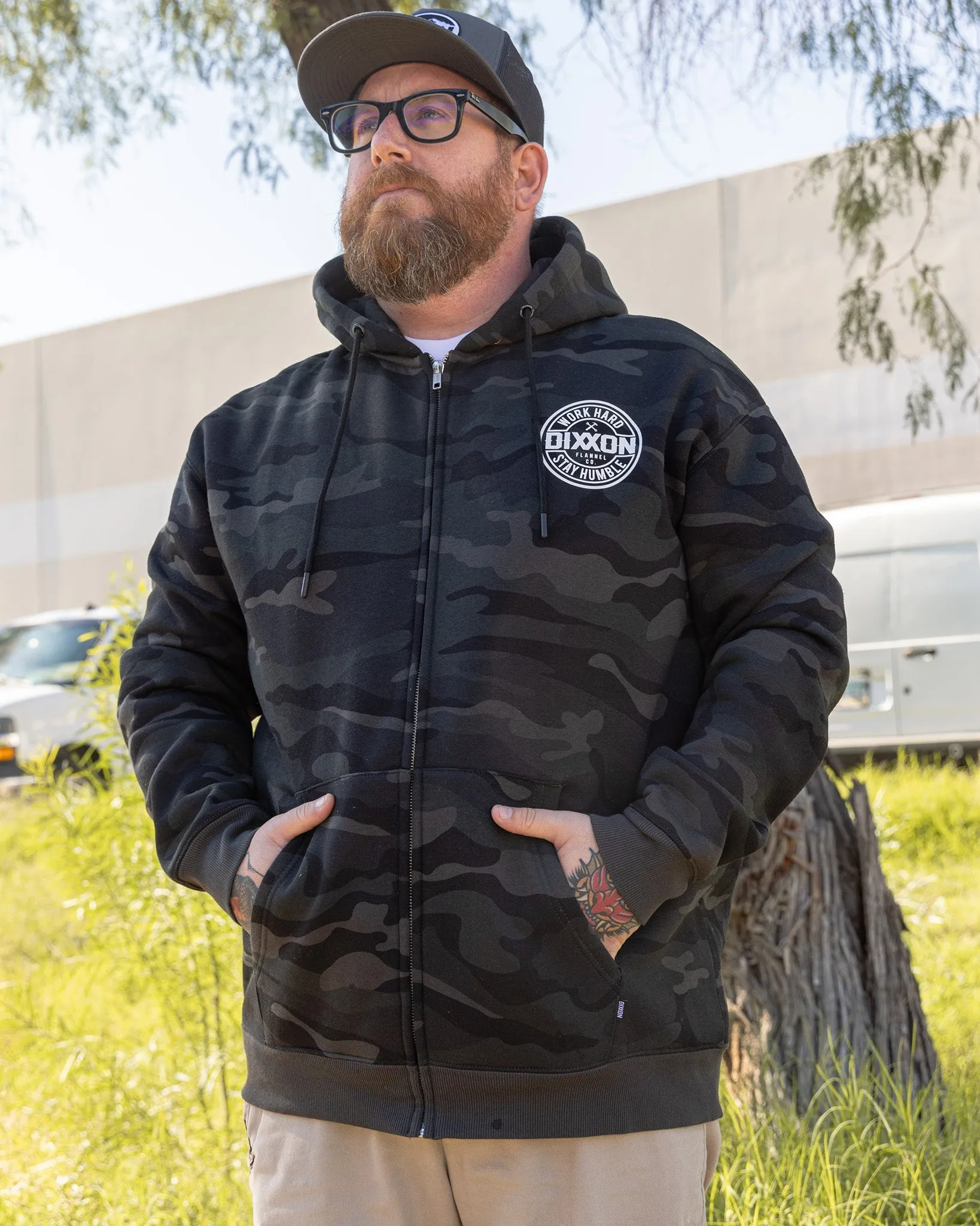 White Corpo Zip Up Hoodie - Black Camo sold by Dixxon product image thumbnail 4