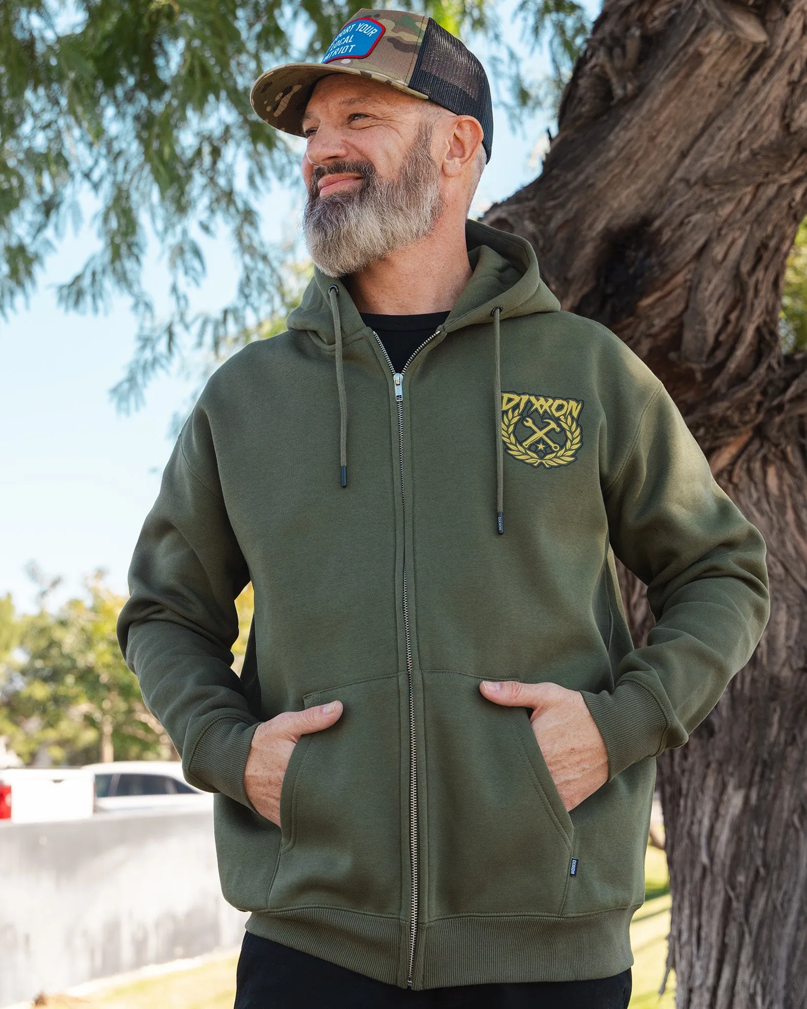 Tan Sketchy Crest Zip Up Hoodie - O.D. Green sold by Dixxon product image thumbnail 5