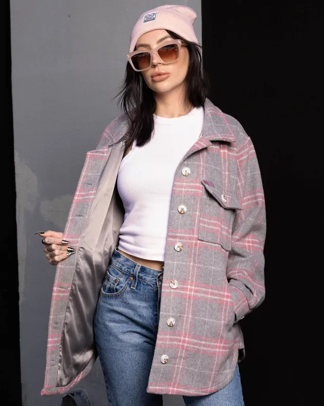 Women's Long Shacket - Gray & Pink made by Dixxon