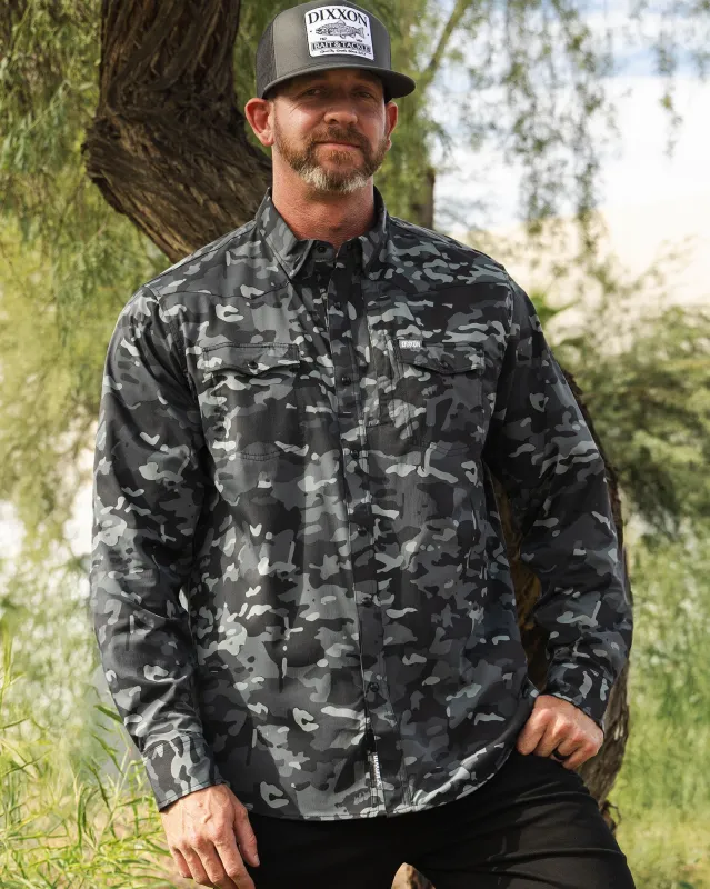 Outdoorsman Performance Long Sleeve - Black Camo made by Dixxon
