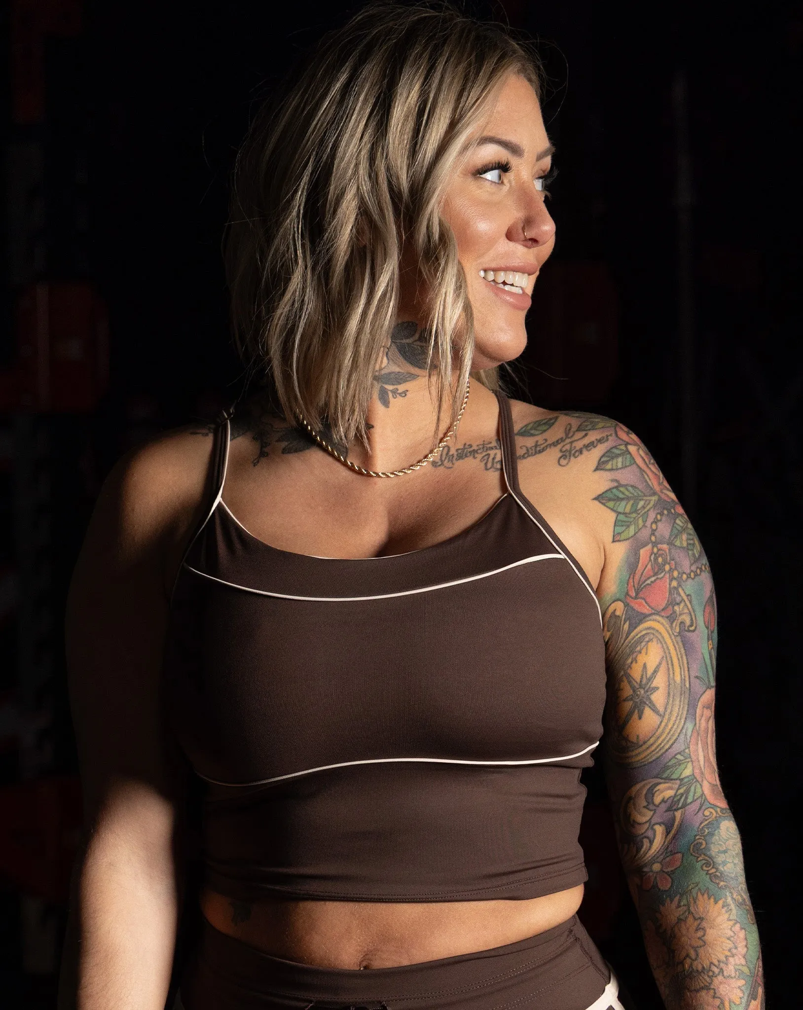 Women's Weekender Crop Top - Brown & Tan sold by Dixxon product image thumbnail 2