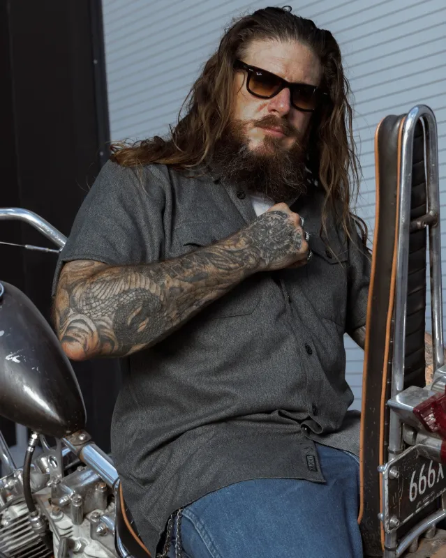 Obsidian Short Sleeve Flannel made by Dixxon