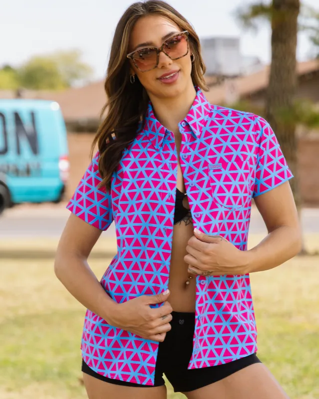 Women's Enigma Party Shirt - Pink & Blue made by Dixxon