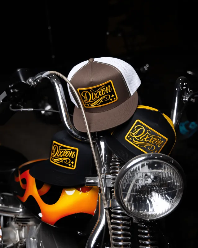 Slammed Flat Bill Trucker Snapback - Gold & Black made by Dixxon