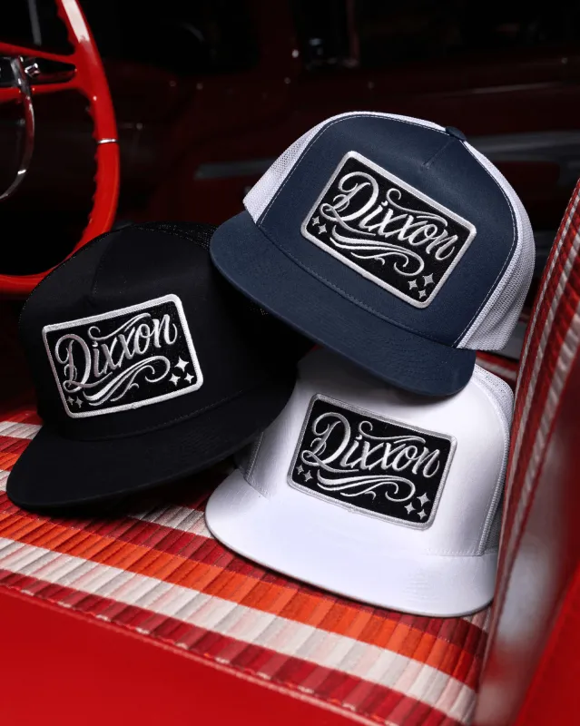 Slammed Flat Bill Trucker Snapback - White & Black made by Dixxon