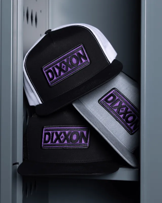 New Wave Flat Bill Trucker Snapback - Black & Purple made by Dixxon