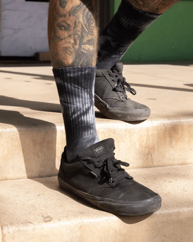 Black Tie Dye Crew Socks made by Dixxon