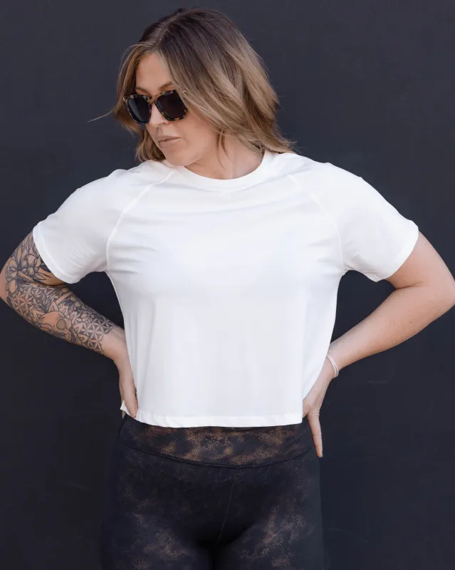 Women's Essential Cropped Tee - White made by Dixxon