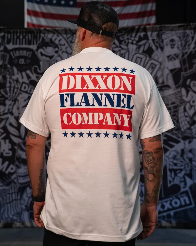 Red, White, & Blue Freedom Stamp T-Shirt - White made by Dixxon