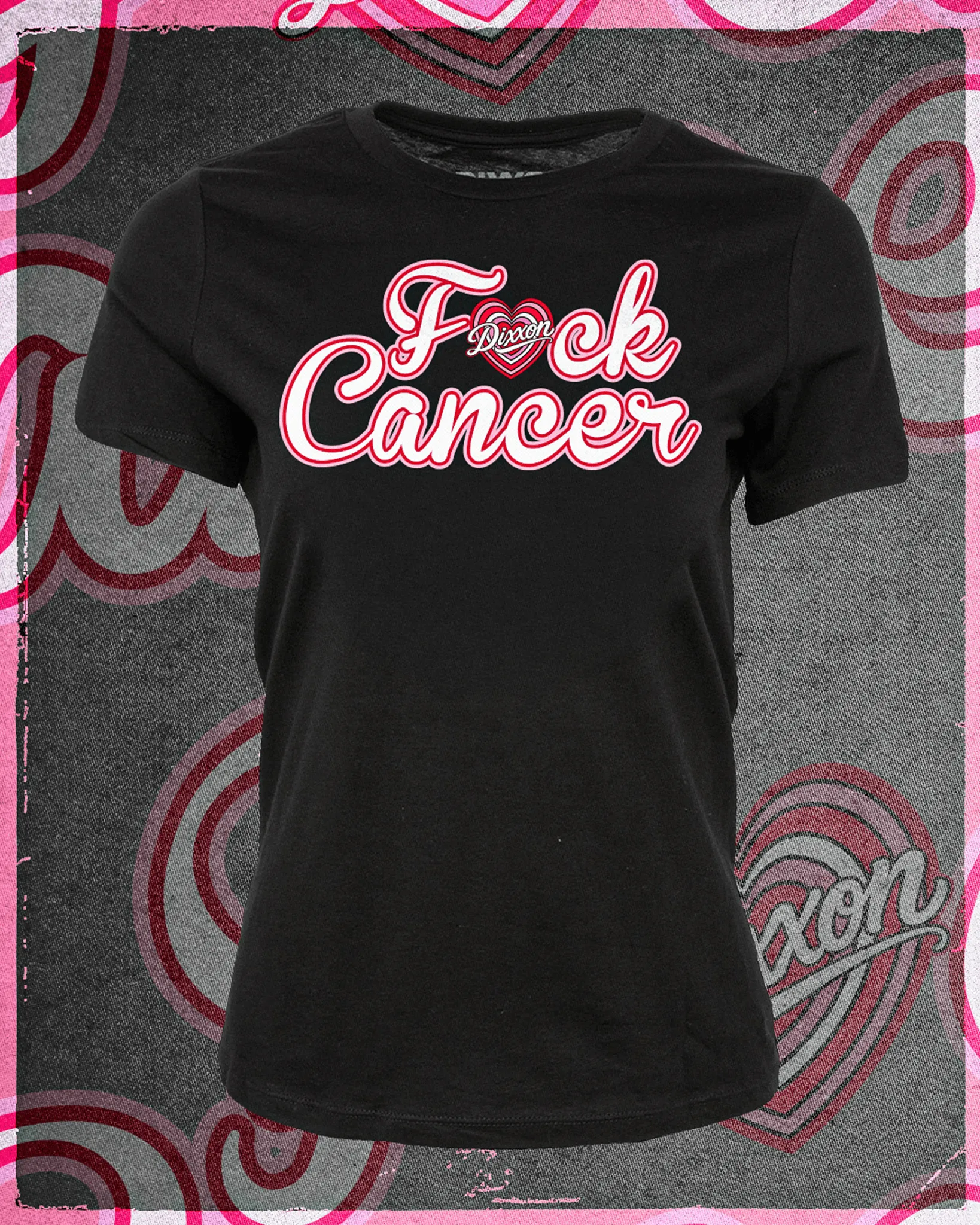 Women's F Cancer Fitted Tee - Black sold by Dixxon