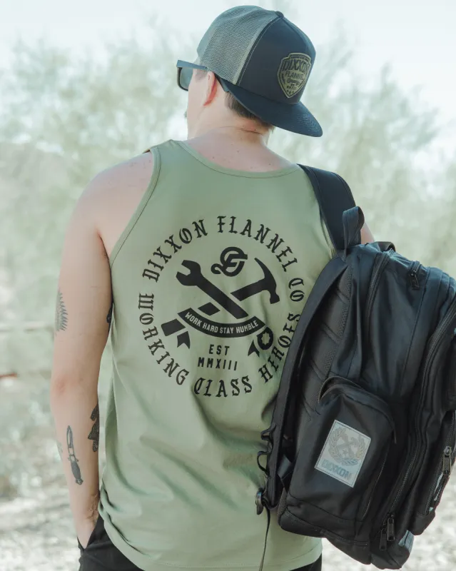 Black Working Class Badge Tank - O.D. Green sold by Dixxon