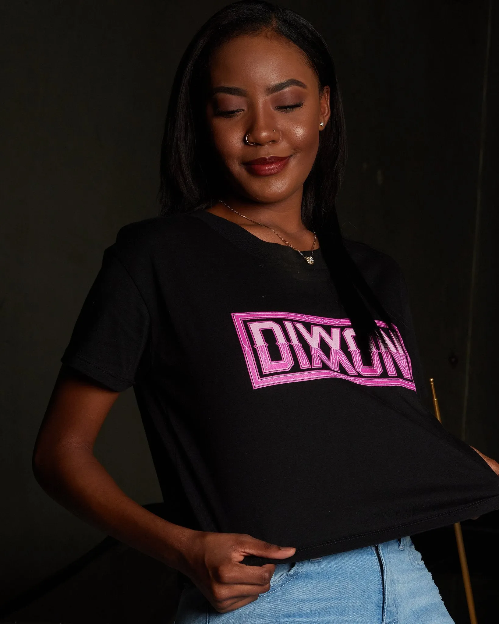 Women's Pinstripe Crop Top - Pink sold by Dixxon