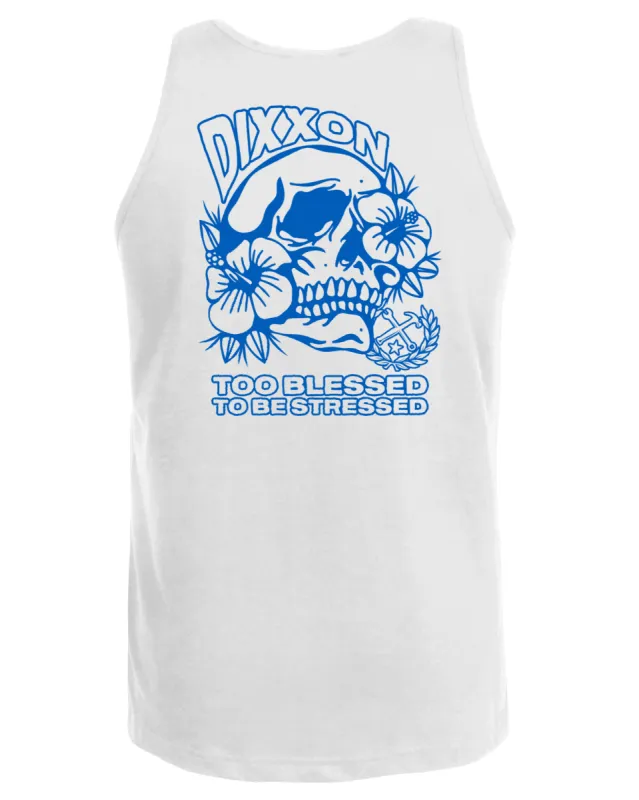 Too Blessed Tank - White & Blue sold by Dixxon