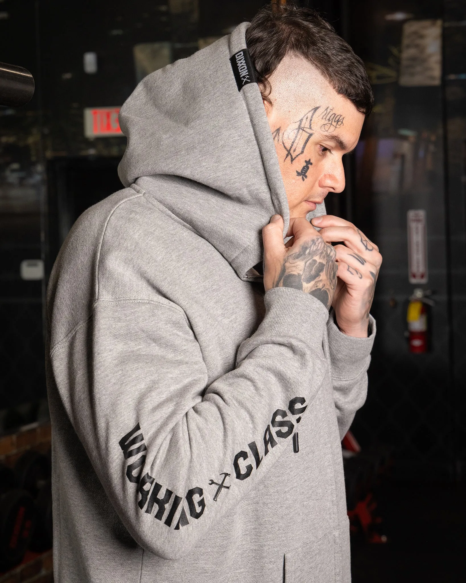 Working Class Fist Zip Up Hoodie - Gray & Black sold by Dixxon product image thumbnail 5
