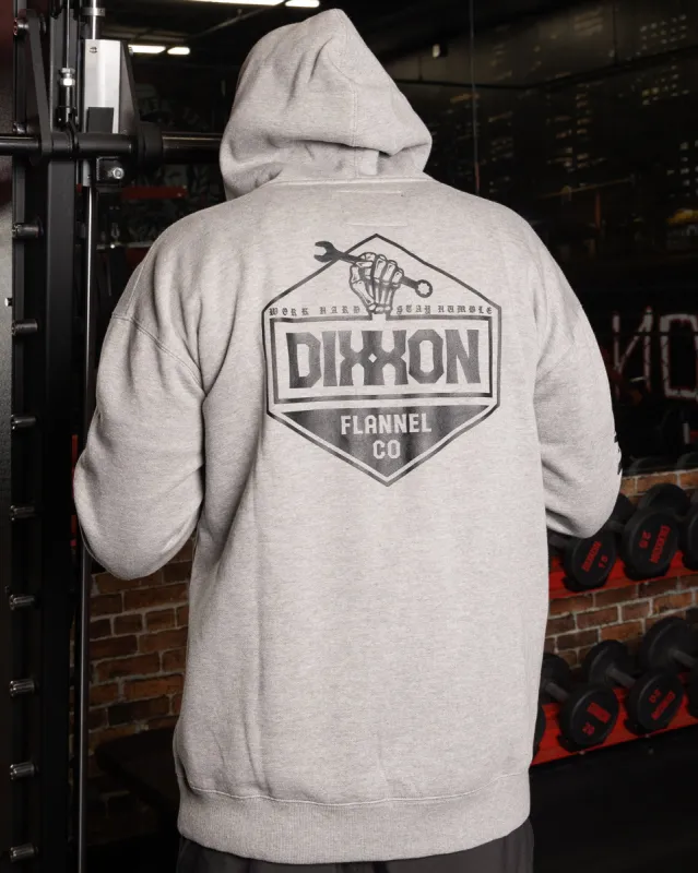 Working Class Fist Zip Up Hoodie - Gray & Black sold by Dixxon