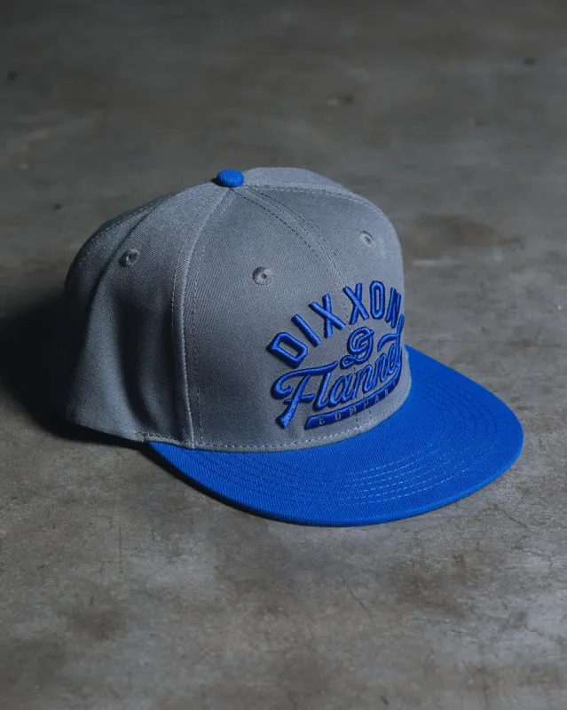 Royal Blue Pastime Flat Bill Snapback - Gray made by Dixxon