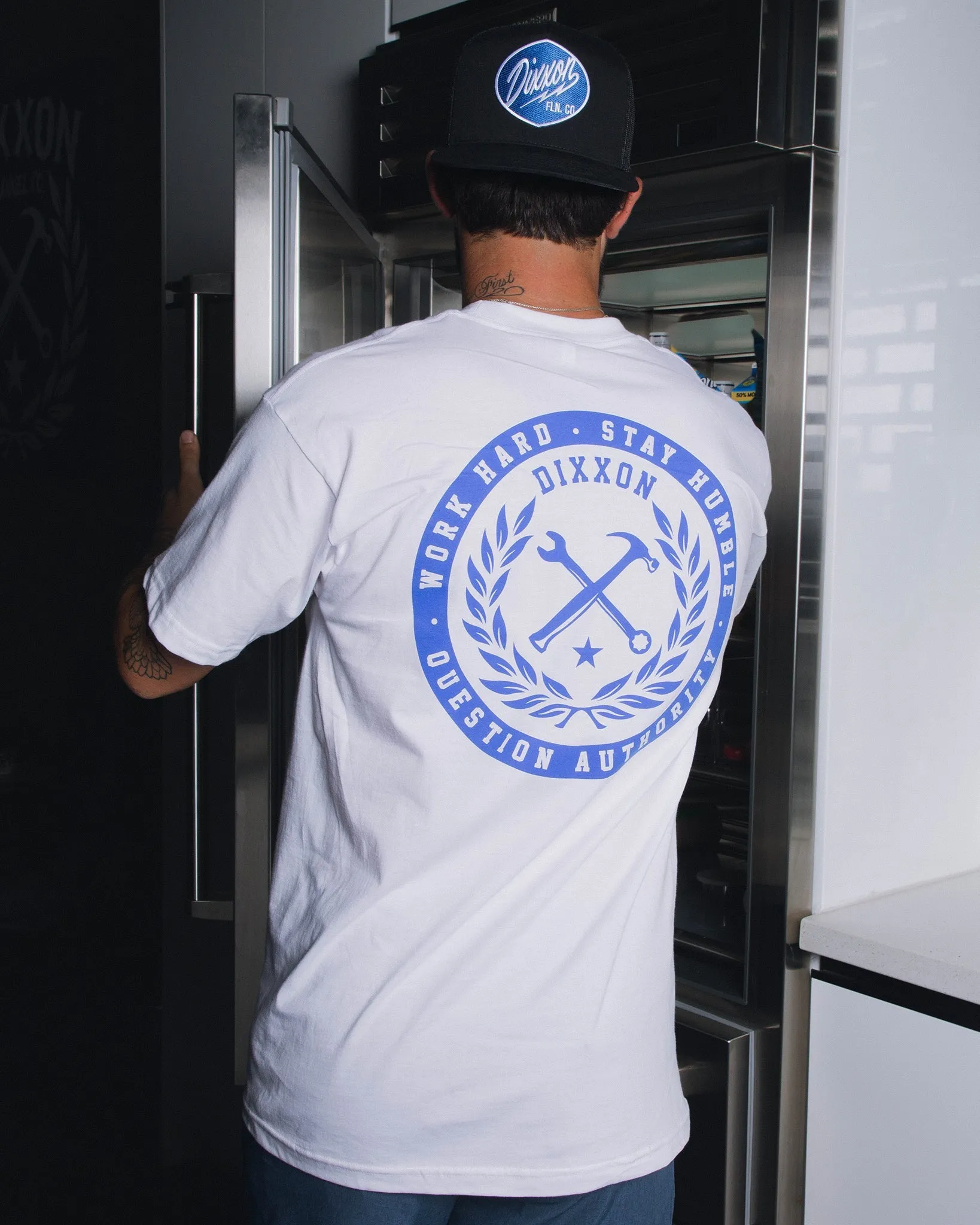 Branded T-Shirt - White & Blue sold by Dixxon