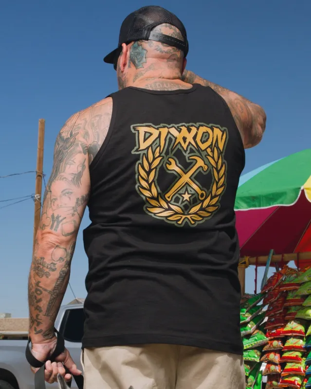 Party Crest Tank - Black & O.D. Green sold by Dixxon