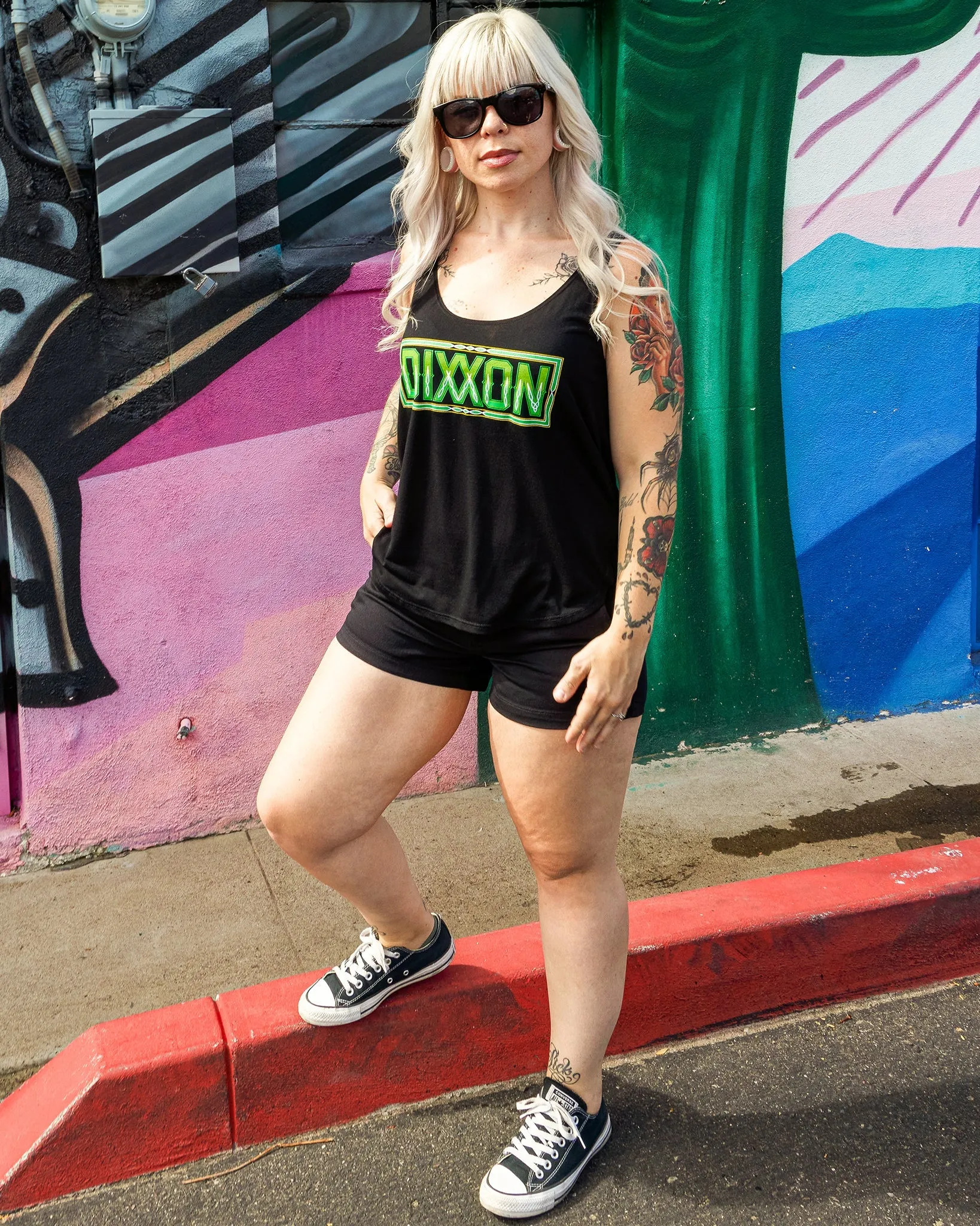 Women's Pinstripe Flowy Tank - Green sold by Dixxon product image thumbnail 4