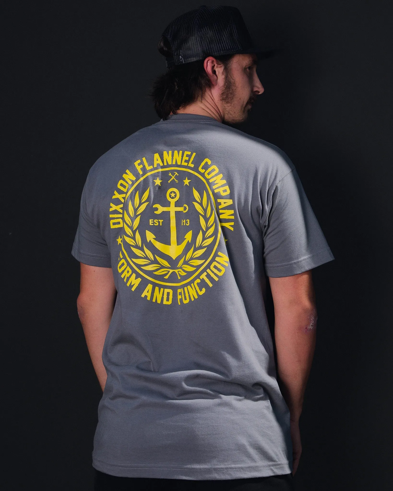 Anchor Crest T-Shirt - Gray & Yellow sold by Dixxon