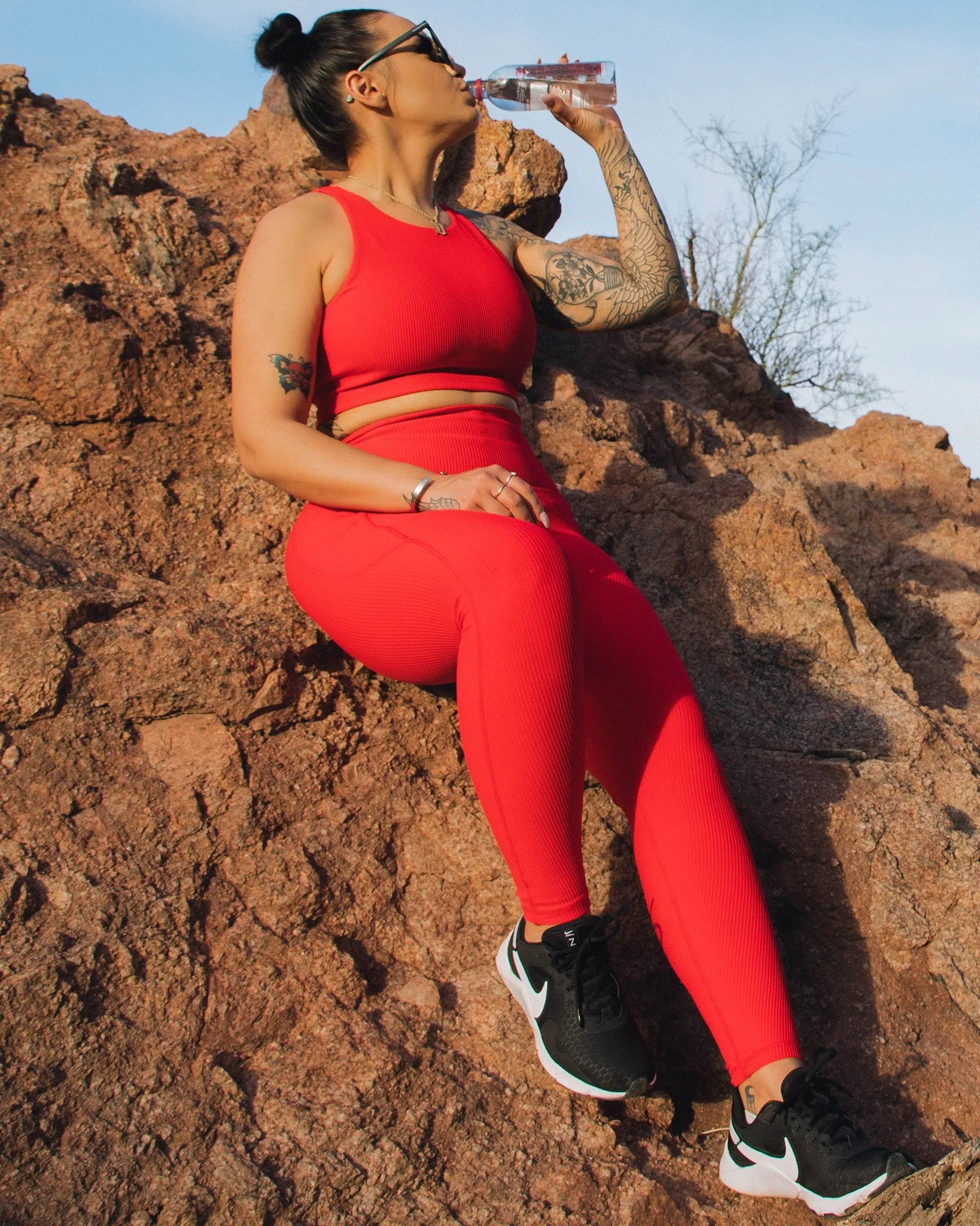 Women's Ribbed Leggings - Red sold by Dixxon product image thumbnail 4