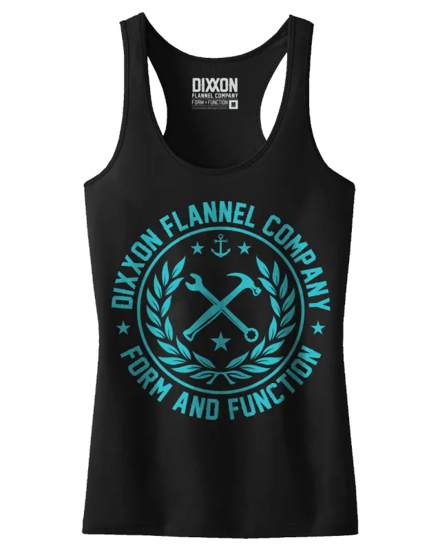 Women's Classic Crest Fitted Tank - Black & Tiffany sold by Dixxon