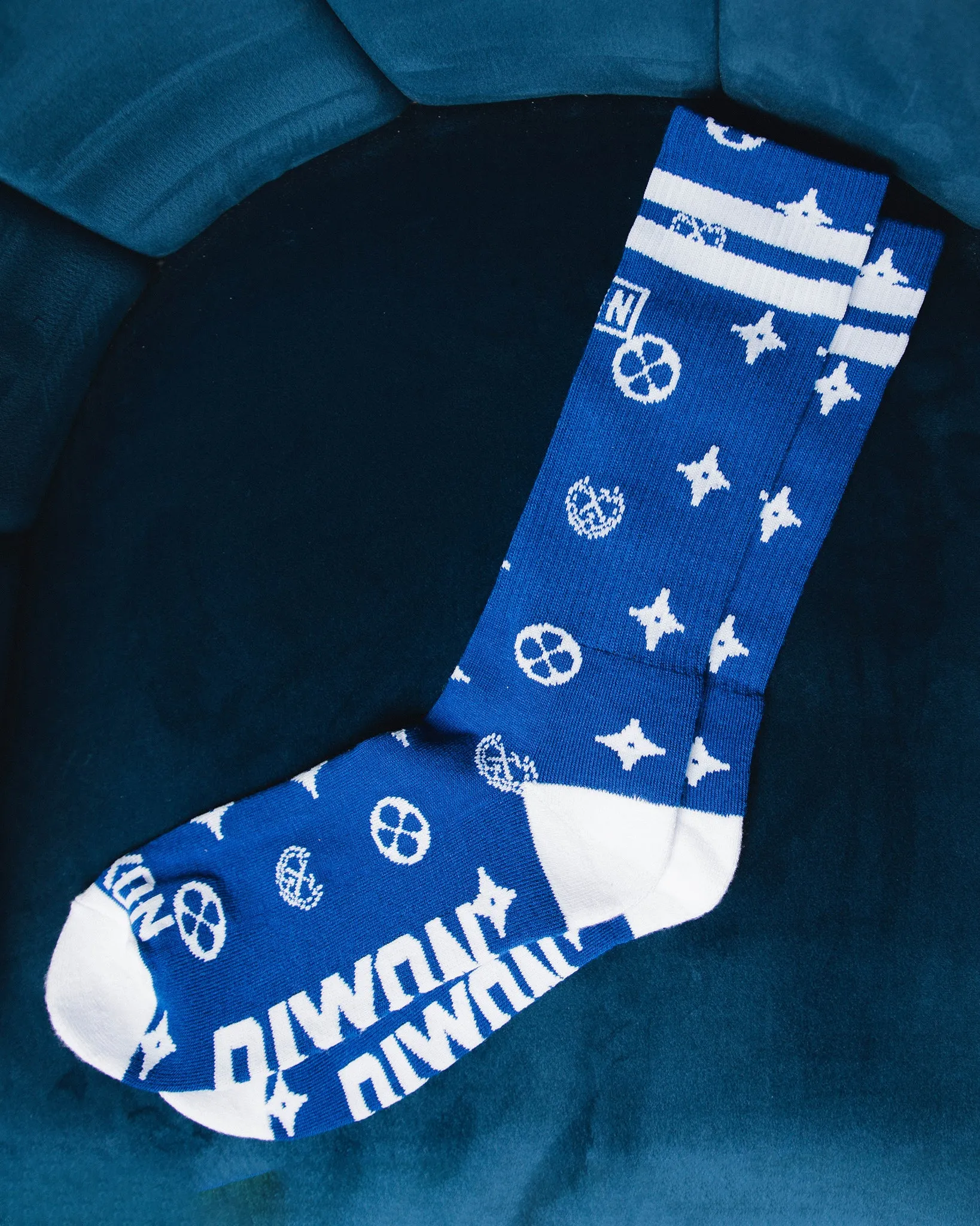 Bougie Premium Crew Socks - Blue & White sold by Dixxon