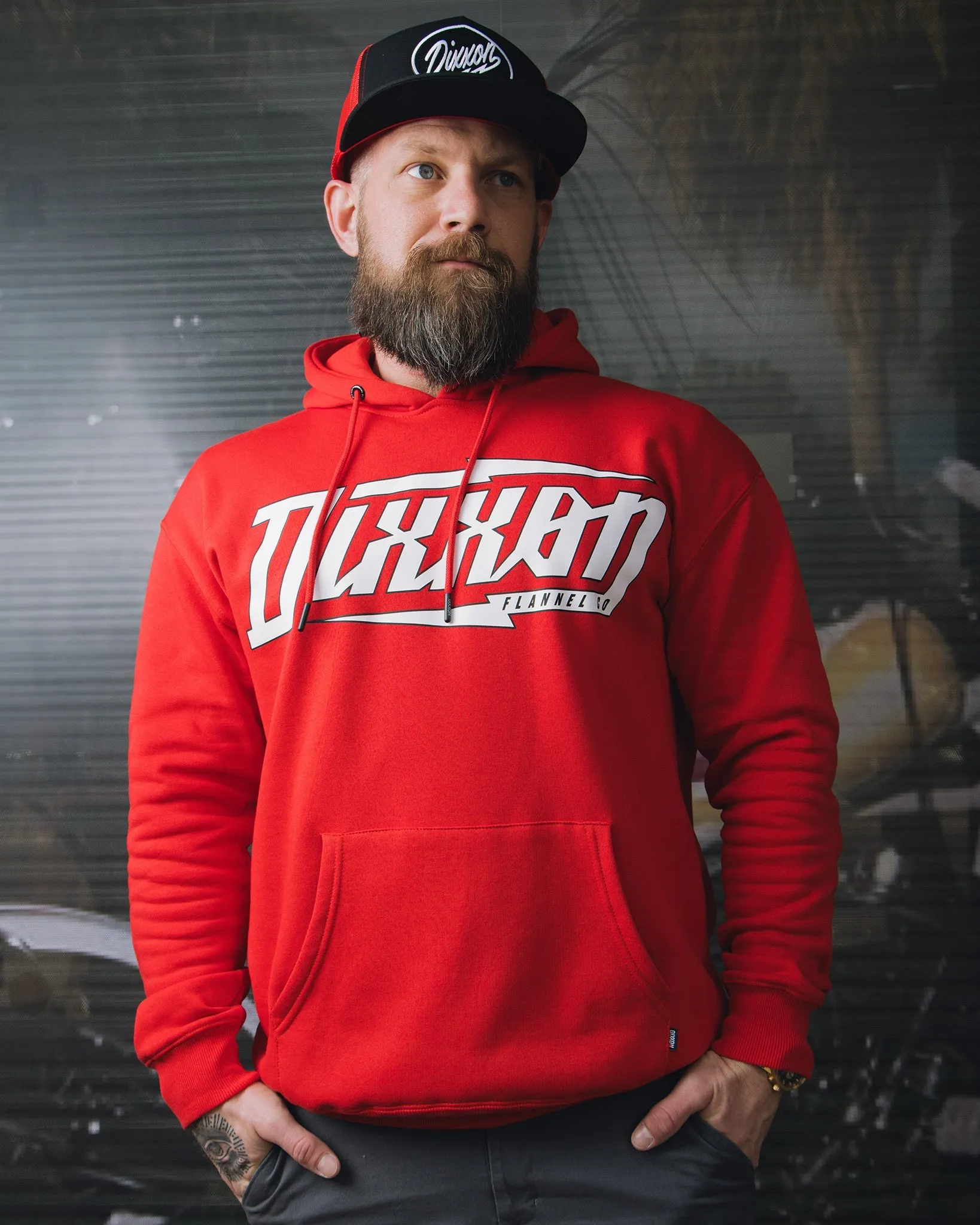 White Bolt Pullover Hoodie - Red sold by Dixxon
