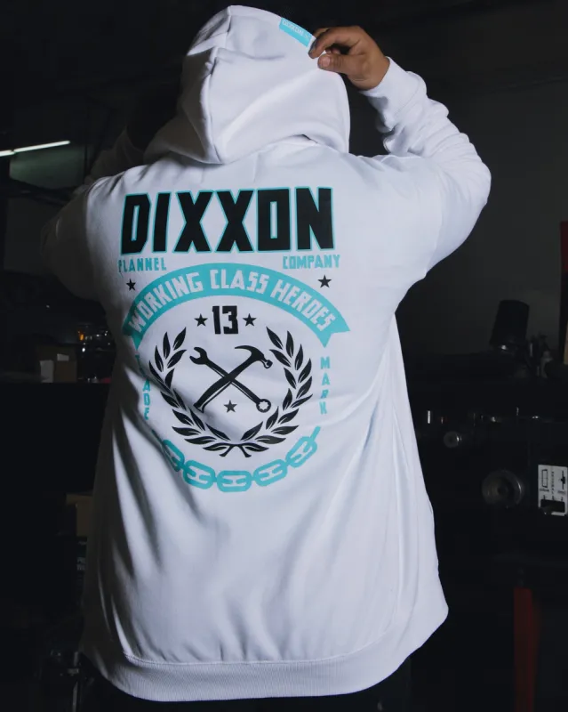Tiffany & White Weld Zip Up Hoodie - White sold by Dixxon