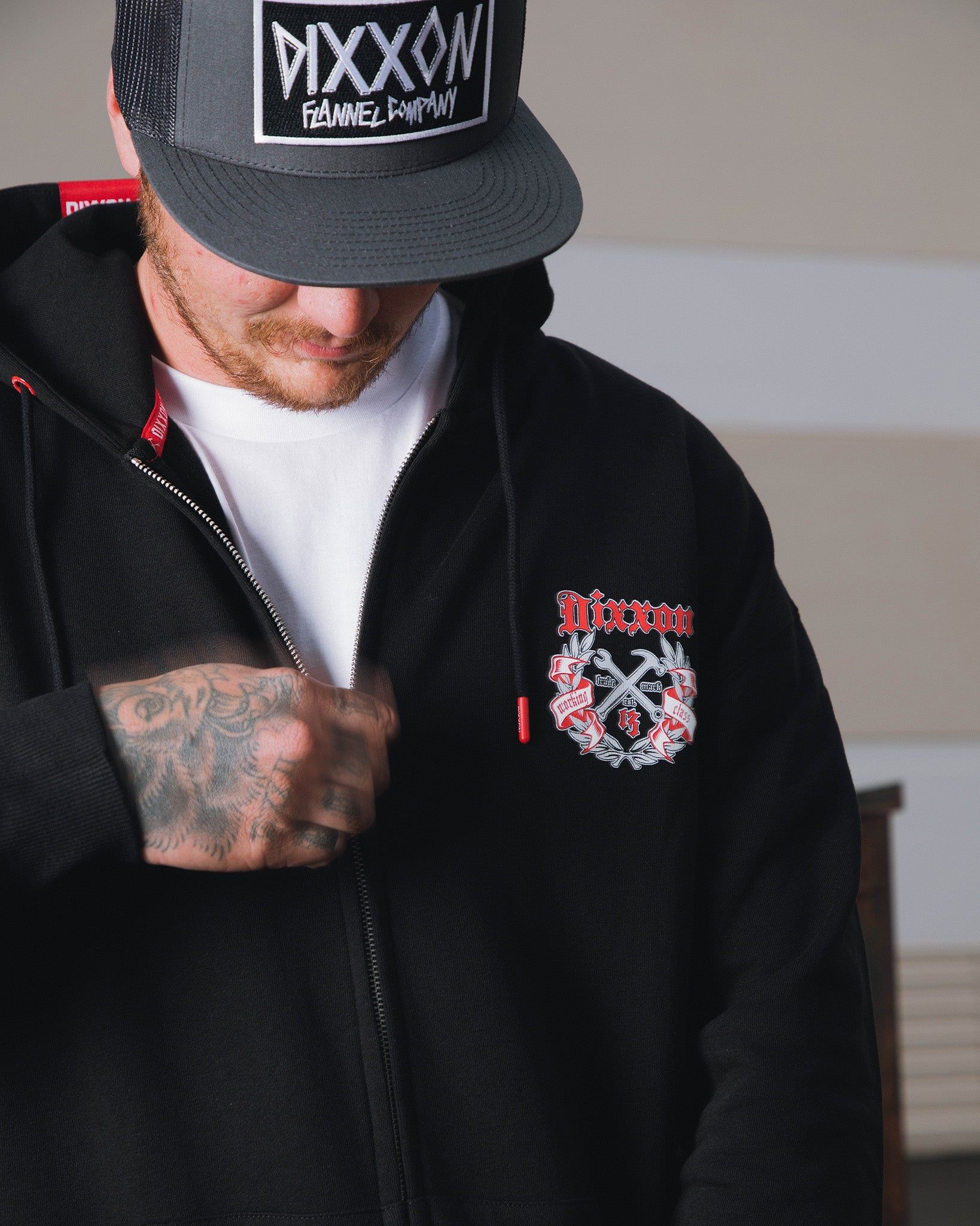Gray & Red Award Crest Zip Up - Black sold by Dixxon product image thumbnail 4