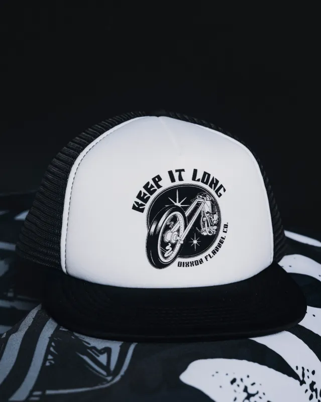 Keep It Long Flat Bill Foam Trucker Snapback sold by Dixxon