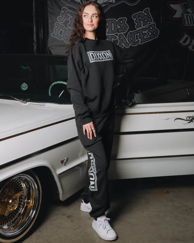 Women's Pinstripe Sweatpants - Black & Gray sold by Dixxon