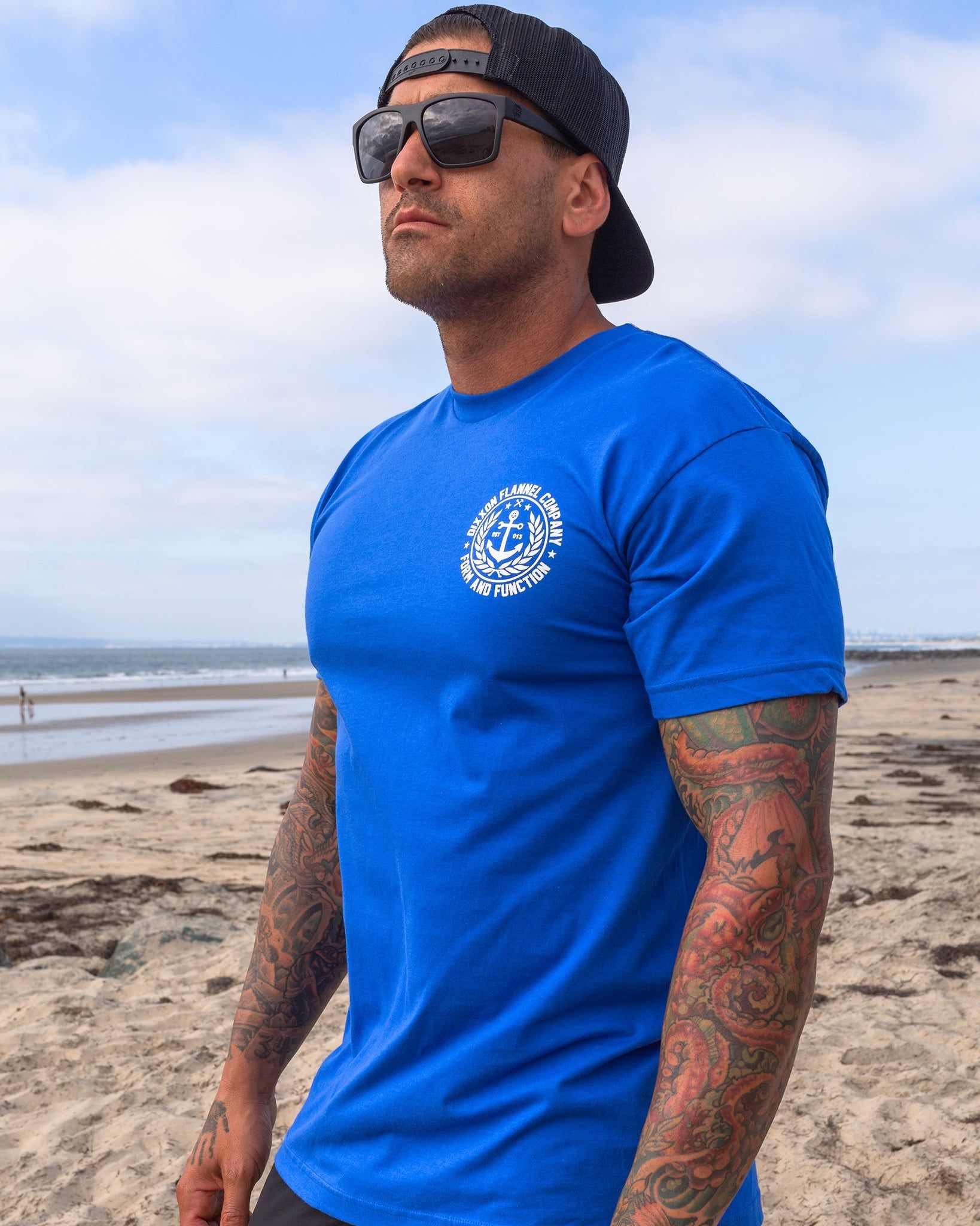 Salty Crest T-Shirt - Blue & White sold by Dixxon product image thumbnail 5
